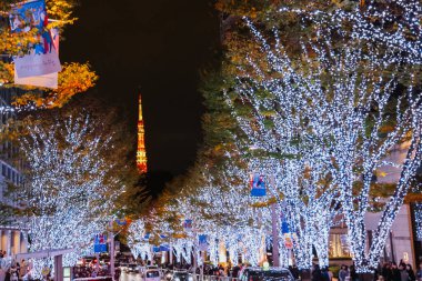 Japon Tokyo Roppongi, Aydınlanmış Noel yaklaşıyor 25 Kasım 2023