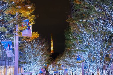 Japon Tokyo Roppongi, Aydınlanmış Noel yaklaşıyor 25 Kasım 2023