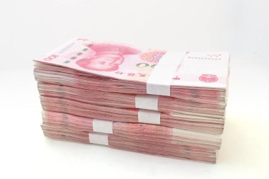 Yığınla Çin Yuan Banknotları, Çin parası. Renminbi