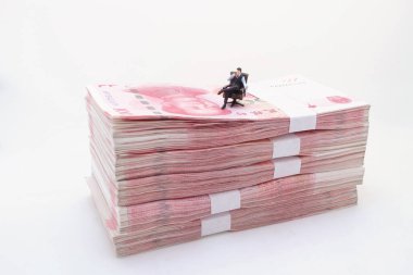 Çin Yuan Banknotları Yığını 'nda bir patron