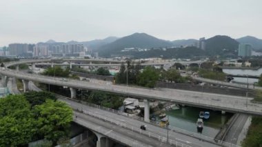 Hong Kong - 24 Şubat 2024: Tate Cairn Otoyolu 'nun hava manzarası 