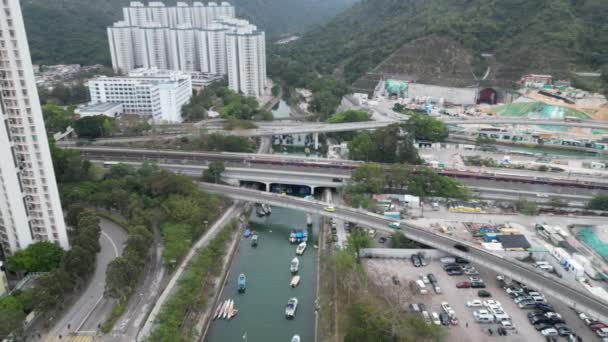 Honk Kong Feb 2024 Landschap Van Tai Stream Shan — Stockvideo