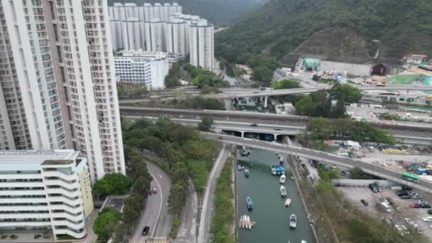 Honk Kong Feb 2024 Landskap Tai Stream Shan — Stockvideo