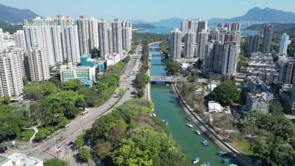 Hongkong Februar 2024 Luftaufnahme Der Stadt Tai — Stockvideo