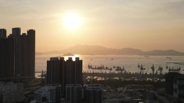 Hong Kong Február 2024 Skyline Nyugatra Kowloon Mong Kok — Stock videók