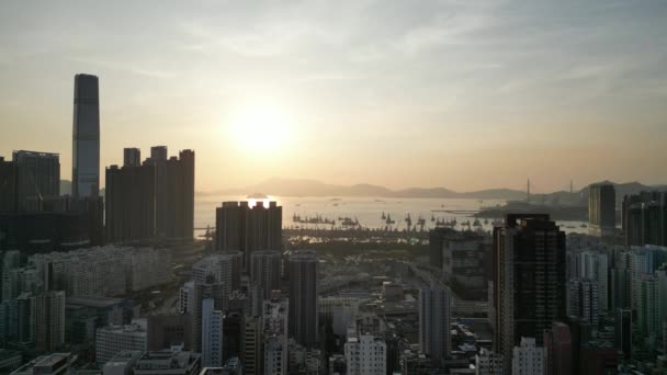 Hong Kong Februari 2024 Skyline Ten Westen Van Kowloon Mong — Stockvideo