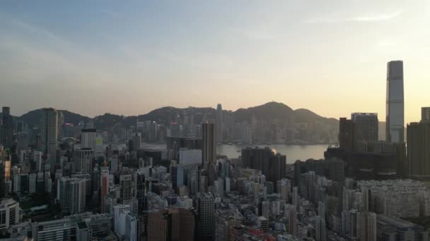 Hong Kong Februari 2024 Luchtfoto Van Skyline Van Yau Tsim — Stockvideo