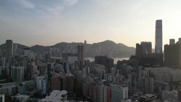 Hong Kong February 15Th 2024 Aerial View Skyline Yau Tsim — Stock Video