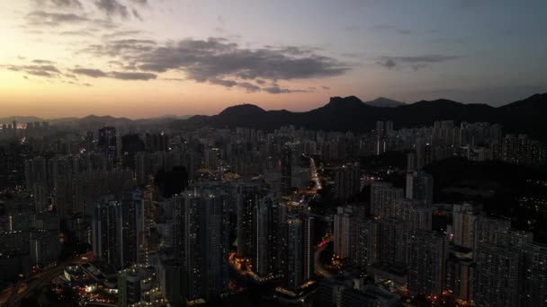 Гонконг Січня 2024 Року Скеля Лева Гонконзі Міським Тлом — стокове відео