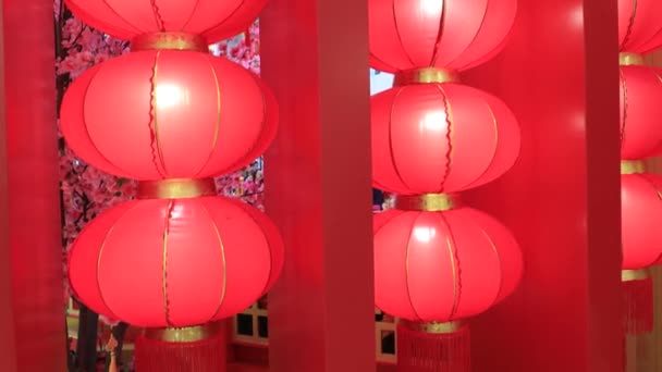 Çin Yeni Yılı Boyunca Çin Fenerleri Dekorasyonu — Stok video