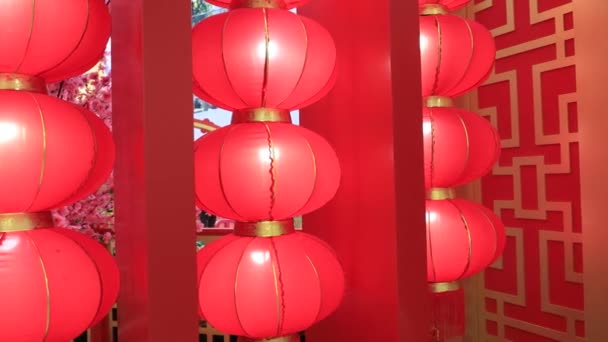 Decoração Lanternas Chinesas Durante Ano Novo Chinês — Vídeo de Stock