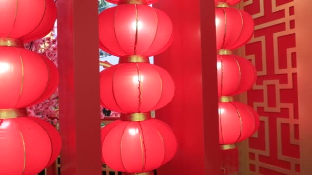 Chinese Lantaarns Decoratie Tijdens Chinees Nieuwjaar — Stockvideo