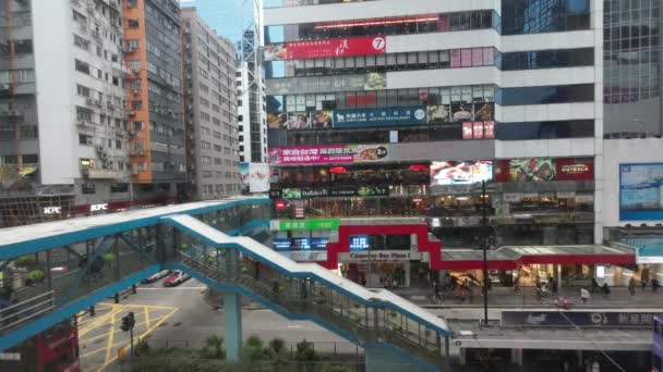 Hong Kong Lutego 2023 Scena Uliczna Trasie Tramwajowej Wan Chai — Wideo stockowe