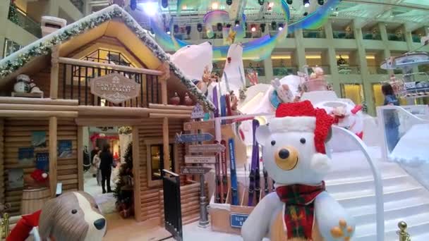 Hong Kong Dezembro 2023 Decorações Natal Centro Comercial Landmark — Vídeo de Stock