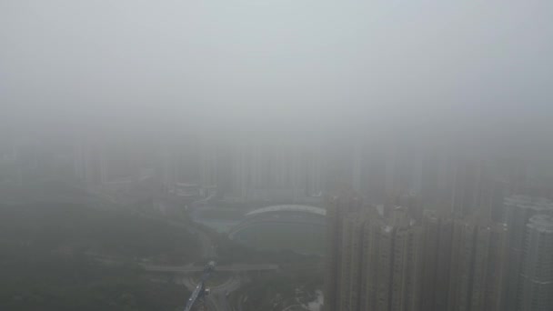 Hongkong Března 2021 Mlhavý Den Urban Skyline Tseung Kwan — Stock video