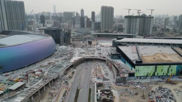 Hong Kong Março 2024 Cityscape Com Kai Tak Station Plaza — Vídeo de Stock