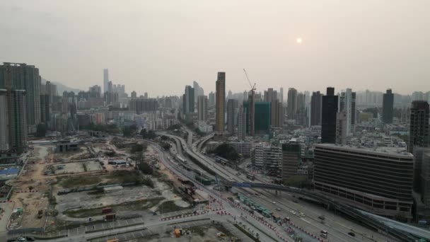 Hong Kong Mart 2024 Doğu Edward Yolu Hava Görüntüsü Kowloon — Stok video