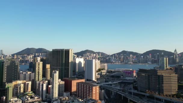 Hong Kong March 12Th 2024 Skyline Hong Kong Victoria Harbour — Stock Video