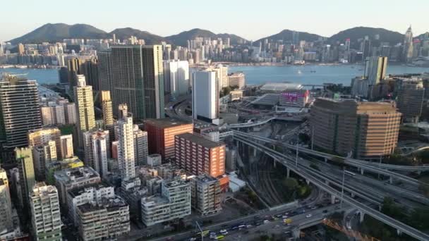 Гонконг Марта 2024 Года Вид Воздуха Chatham Road North Hung — стоковое видео
