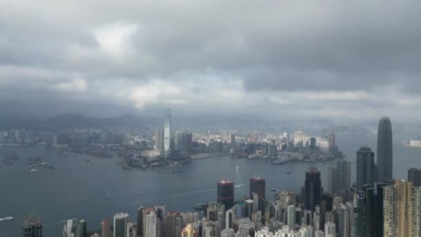 Hong Kong March 2024 Commercial Residential Buildings Aerial View — Stock Video