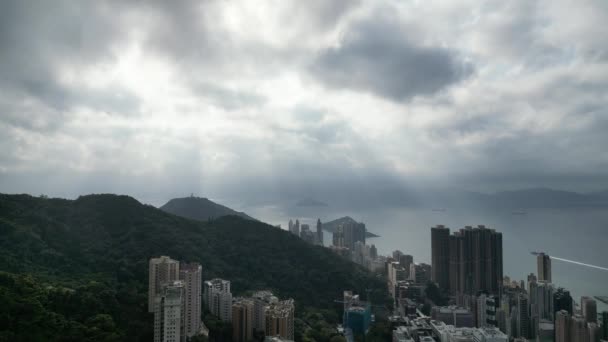 Χονγκ Κονγκ Μαρτίου 2024 Λιμάνι Βικτώρια Θέα Από Δυτική Πλευρά — Αρχείο Βίντεο