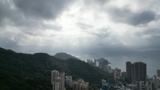 Hongkong März 2024 Victoria Harbour Blick Von Der Westseite Der — Stockvideo