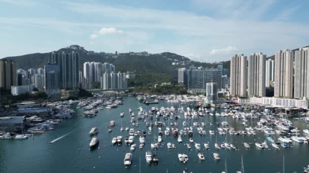 Hong Kong March 2024 Aberdeen South Typhoon Shelter Harbor Haven — Stock Video