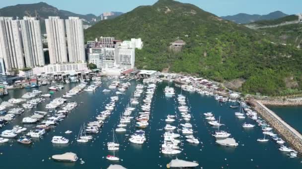 Гонконг Марта 2024 Года Приют Южного Тайфуна Абердине Гавань Хейвен — стоковое видео