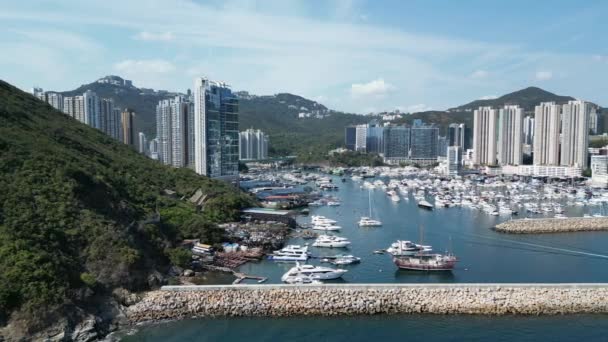 Hong Kong Března 2024 Aberdeen South Typhoon Shelter Harbor Haven — Stock video