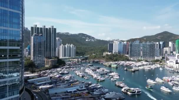 Hong Kong March 2024 Aberdeen South Typhoon Shelter Harbor Haven — Stock Video