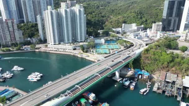 Hong Kong Março 2024 Ponte Lei Chau Ilhas Conectoras Com — Vídeo de Stock
