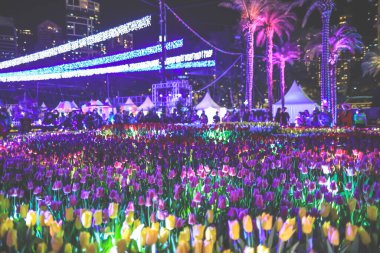 Çiçek Çekici Etrafındaki Neşe, Hong Kong Çiçek Şovu 20 Mart 2024