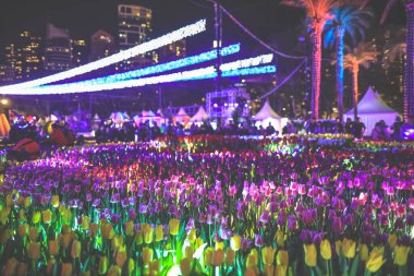 Çiçek Çekici Etrafındaki Neşe, Hong Kong Çiçek Şovu 20 Mart 2024