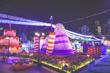 Çiçek Çekici Etrafındaki Neşe, Hong Kong Çiçek Şovu 20 Mart 2024