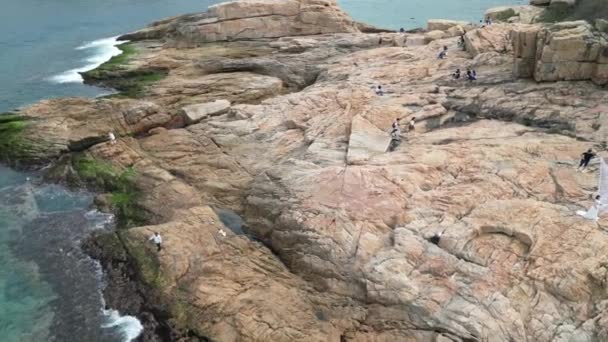Kaya Yığınlarının Hava Görüntüsü Shek Hong Kong — Stok video