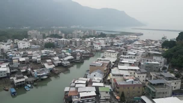 Вкрадені Будинки Вздовж Берегів Рибальського Села Тай Гонконгу — стокове відео