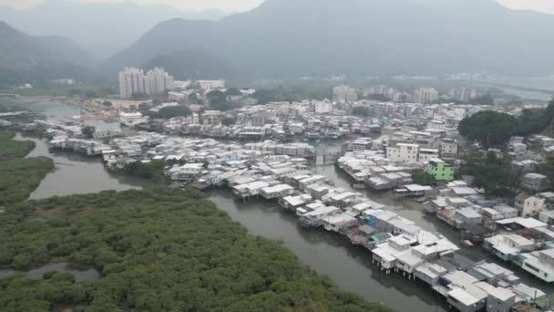 香港の台北漁村の海岸に建てられた家屋 — ストック動画