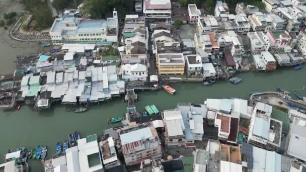 Stilt Huizen Langs Kust Van Tai Vissersdorp Hong Kong — Stockvideo