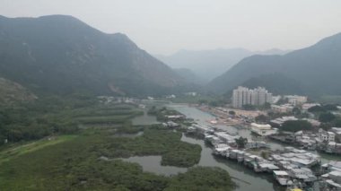 Dünyadaki En Büyük Mangrove Ormanı 'nın havadan görünüşü, Hong Kong 