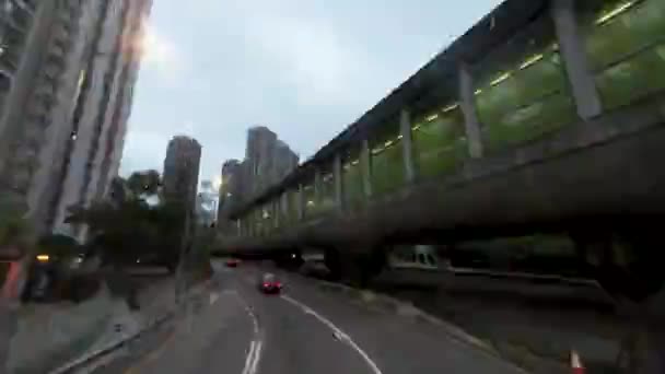 Hong Kong Fevereiro 2024 Vista Lapso Tempo Lado Estrada Ponte — Vídeo de Stock