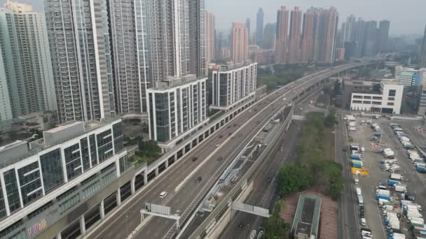 Αεροφωτογραφία Της Δυτικής Kowloon Highway Honk Kong — Αρχείο Βίντεο