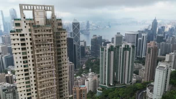Hong Kong Dubna 2024 Letecký Pohled Obytné Budovy Střední Úrovně — Stock video