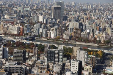 Gökdelenleri olan metropol ve 30 Kasım 2023 'ten kalabalık şehir manzarası.
