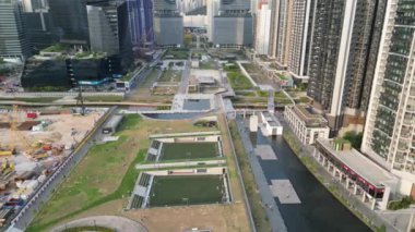 Hong Kong - 31 Aralık 2023: Kai Tak İstasyon Meydanı ve Kai Tak Bölgesi 