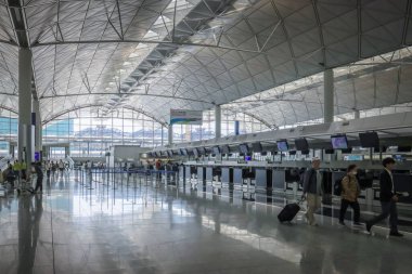 Hong Kong Uluslararası Havaalanı 'nın iç çekimleri. Hong Kong 11 Mayıs 2024