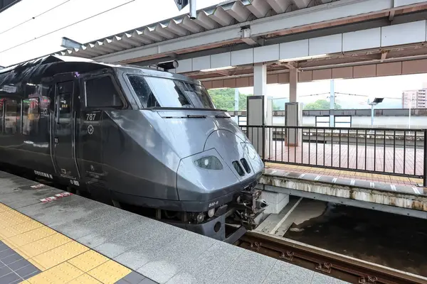 stock image May 12 2024 the Kamome train and Relay Kamome at Takeo onsen station