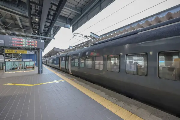 stock image May 12 2024 the Kamome train and Relay Kamome at Takeo onsen station