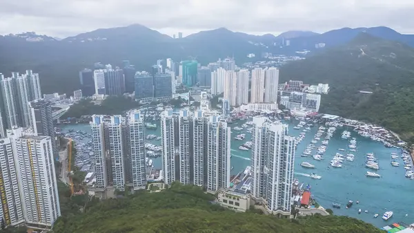 stock image Aberdeen bay estuary with Buildings at southern of Hong Kong June 11 2024