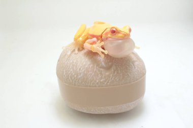 Büyüleyici Beyaz Panelli Kurbağa, ölçekli oyuncak figürü