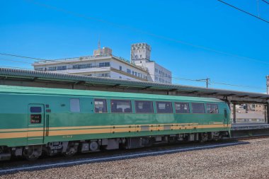 16 Mayıs 2024 Beppu tren istasyonu, Japonya 'nın onsen veya hotspring başkenti.